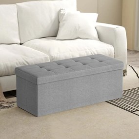 Banco com espaço de arrumação, 38 x 110 x 38 cm cinzento claro