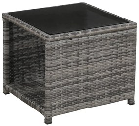 3 pcs conjunto bistrô com almofadões vime PE cinzento