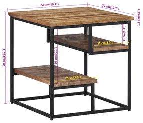 Mesa de apoio 50x50x50 cm madeira de teca recuperada maciça