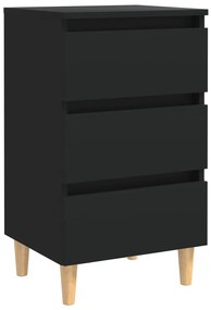 Mesas de cabeceira c/ pernas de madeira 2pcs 40x35x69cm preto