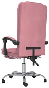 Cadeira de massagens reclinável p/ escritório veludo rosa