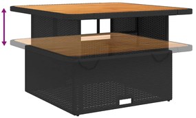2 pcs conjunto sofás de jardim com almofadões vime PE preto