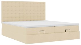 Estrutura de cama otomana com colchões tecido creme 200x200cm