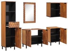vidaXL Conjuntos de Banheiro com gaveta com porta Acácia Marrom Winish