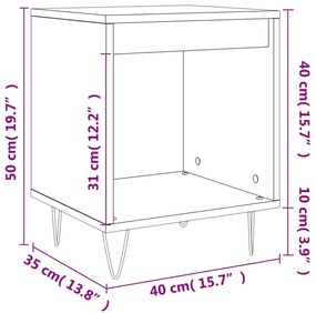 Mesa de cabeceira 40x35x50 cm derivados de madeira cinza sonoma