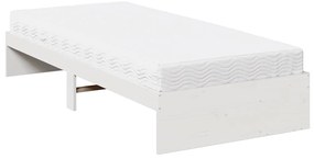 Sofá-cama com colchão 90x190 cm madeira de pinho maciça branco