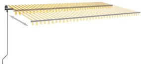 Toldo retrátil manual com LED 6x3 m amarelo e branco