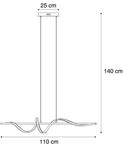 Candeeiro suspenso de design preto 110cm Incl. LED regulável em 3 níveis - Wokkel Design