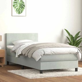 Cama com molas/colchão cinzento-claro 80x210 cm veludo