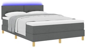 Cama Box com Colchão e LED Cinza Escuro 140x190 cm Tecido