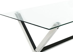 Mesa de jantar em inox e vidro temperado transparente e prateado 130 x 70 cm FLORIN Beliani