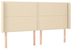 Cama box spring c/ colchão e LED 160x200 cm tecido cor creme