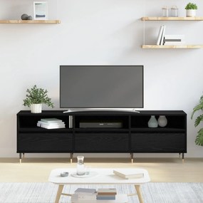 Armário de TV Carvalho Preto 150x30x44,5 cm Madeira Engenheirada