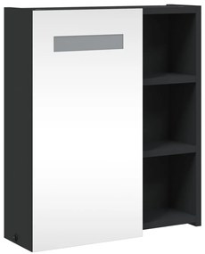 Armário espelhado p/ casa de banho c/ LEDs 45x13x52 cm preto