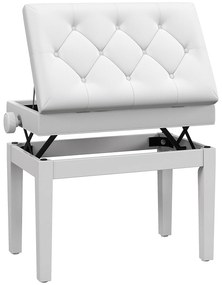 HOMCOM Banco de Piano com Espaço de Armazenamento e Altura Ajustável Carga 200 kg 54,5x33x48-58 cm Branco | Aosom Portugal