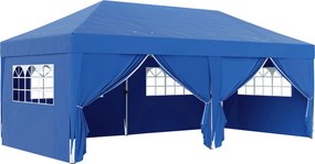 Outsunny Tenda de jardim exterior tenda dobrável 3 x 6 m com 6 paredes laterais, saco de transporte incluído, azul | Aosom Portugal