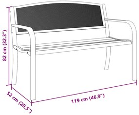 Banco de jardim 119 cm aço preto