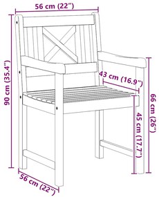 Cadeiras de Jardim vidaXL 6 pcs 56x55.5x90 cm Madeira Sólida de Acácia