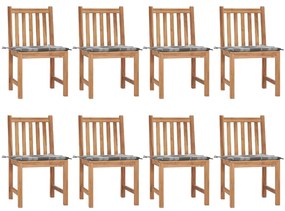 vidaXL Cadeiras de jardim 8 pcs c/ almofadões madeira de teca maciça
