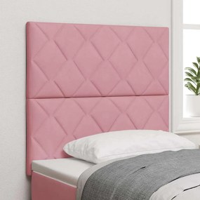 vidaXL Cabeceira de Veludo Rosa - 100 cm com Design de Blocos de Diamante