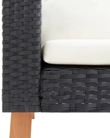 2 pcs conjunto lounge de jardim c/ almofadões vime PE preto
