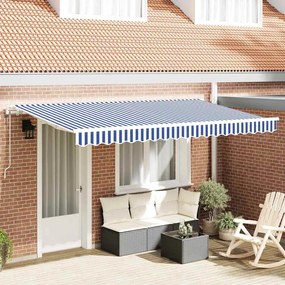 vidaXL Toldo Retrátil Azul e Branco 400x200 cm 400 x 200 cm 4 x 2 m