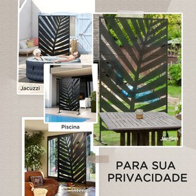 Biombo de 3 Peças Separador de Ambientes com Desenho de Folha de Banan