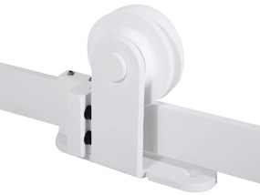 67T/183cm Ferragens para Porta Corredeira Kit de Acessórios para Porta Corredeira de Madeira com Guia de Chão Trilho de Aço de Carbono Branco