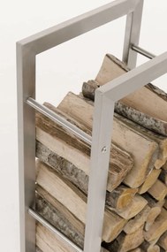 Suporte para lenha Keri em aço inoxidável 60 x 100 x 25 cm Prateado