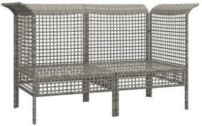 Sofás de canto p/ jardim c/ almofadões 2 pcs vime PE cinzento