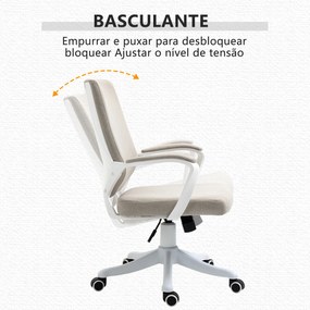 Cadeira de Escritório Ergonómica Giratória e com Altura Ajustável e Suporte Lombar 62x69x92-102 cm Bege