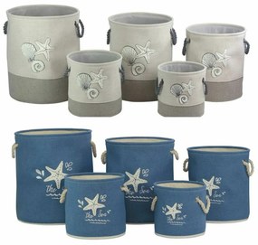 Conjunto de Cestas DKD Home Decor 40 x 40 x 45,5 cm Bege Azul 41 x 41 x 45 cm (2 Unidades)