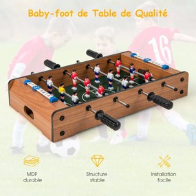 Mesa de futebol de tamanho de sala, mesa de futebol que economiza espaço com alça robusta, 69 x 36 x 24 cm, natural