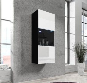 Vitrine de Parede Mouronho – 40x126 cm – Preto e Branco com LED Azul e