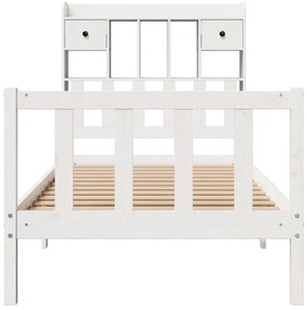 Cama com estante sem colchão 90x200 cm pinho maciço branco