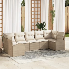 Conjunto de Sofá de Jardim vidaXL com Almofadas Bege Rattan Poliéster,