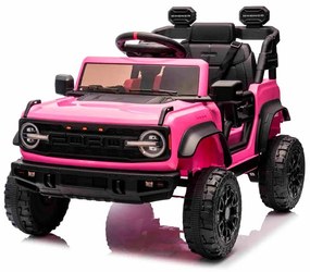 Carro elétrico para crianças 12V Ford Bronco com tração traseira, licenciado (1 Lugar) bateria de lítio, leitor de MP3 com entrada USB, luzes LED Rosa