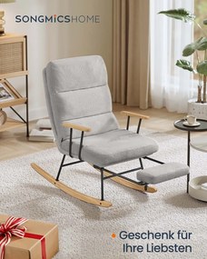 Cadeira de baloiço ajustável com pés em madeira de borracha cinzento