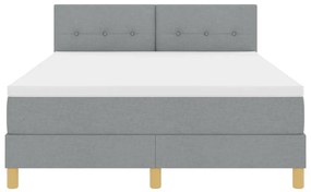 Cama Box com Colchão &amp; LED Cinza Claro 140x200 cm Tecido