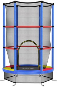 HOMCOM Trampolim Infantil Ø140x190 cm Trampolim para Crianças de 3-6 Anos com Rede de Segurança Carga 45 kg para Interior Azul