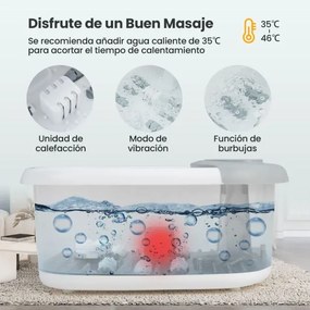 Massajador de banho para pés com pedra de massagem amovível e pérolas Footbath para pés com bolhas e vibração 33 x 39 x 18 cm Cinzento