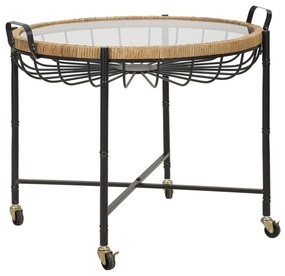 MESA CEBU COM VIDRO E RODAS 70,5X65X57 CM