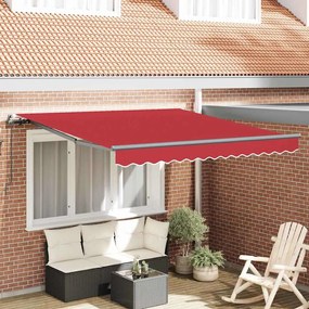 vidaXL Toldo Retrátil Manual Vermelho 300 x 250 cm Poliéster e Aço
