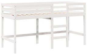 Cama alta c/ escada e telhado 80x200 cm pinho maciço branco