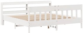 Cama sem colchão 200x200 cm madeira de pinho maciça branco