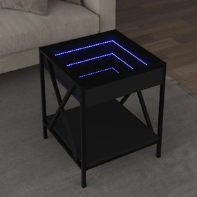Mesa de centro com luzes LED Infinity 40x40x49 cm preto