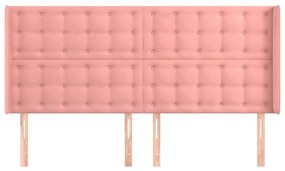 Cabeceira cama c/ abas veludo 203x16x118/128 cm rosa
