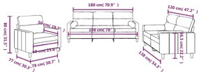 3 pcs conjunto de sofás com almofadas tecido preto