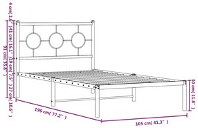 Estrutura de cama com cabeceira 100x190 cm metal branco