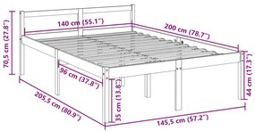 Cama para idosos 140x200 cm pinho maciço